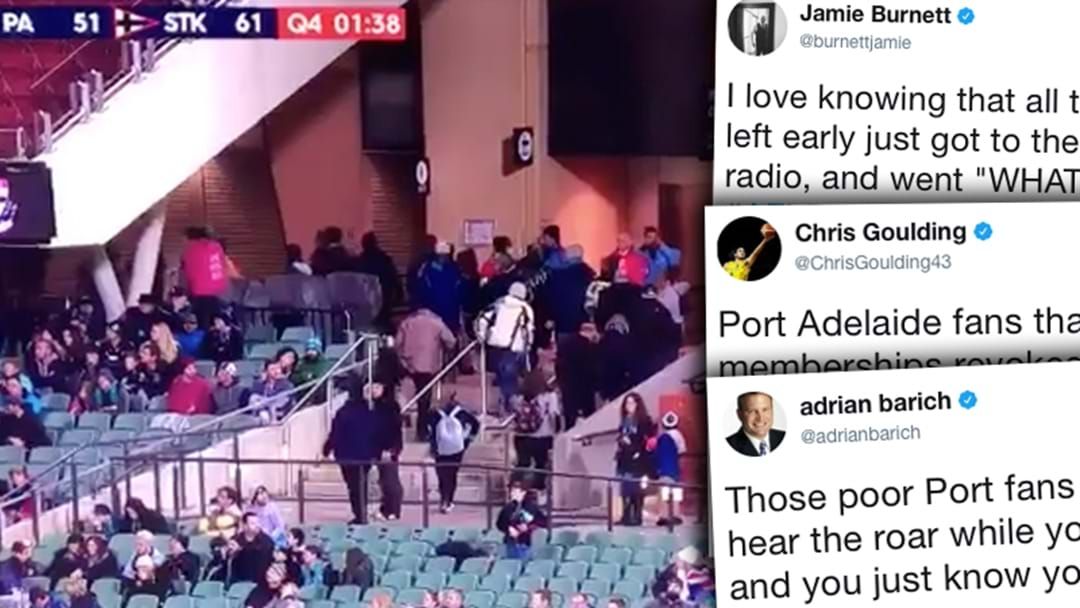 Article heading image for Social Media Reacts To The Port Adelaide Fans Who Left With Two Minutes To Go