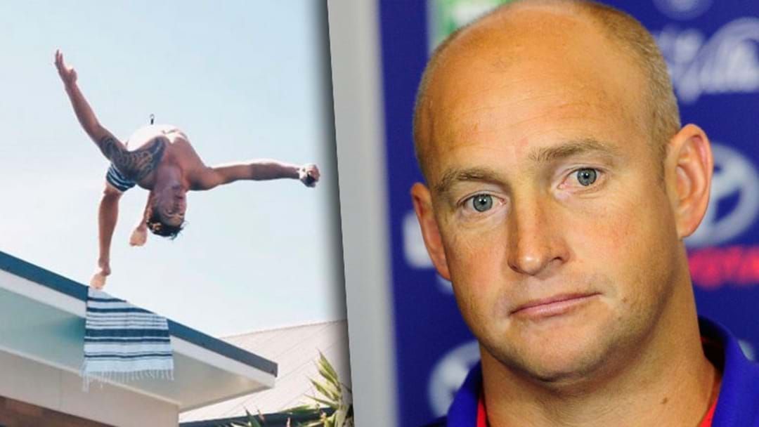 Article heading image for Knights Coach Nathan Brown Responds To That Kalyn Ponga Roof Stunt