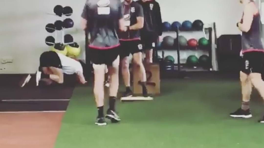 Article heading image for Dylan Roberton Copped A Ball Directly In The Nuts Playing Cricket At Saints Training