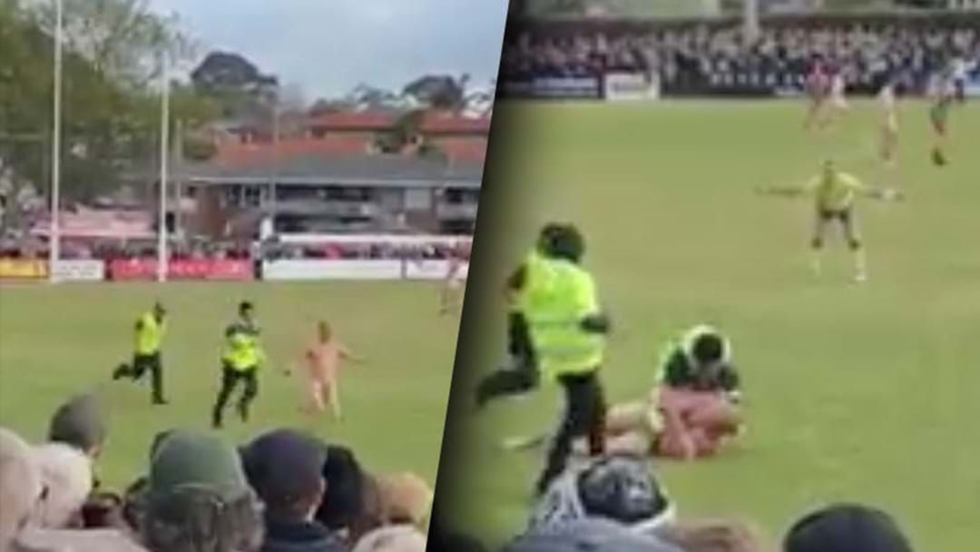 Article heading image for This Umpire Calling Holding The Ball On A Tackled Streaker Is The Footy Hero Of The Week