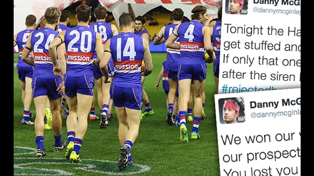 Article heading image for Western Bulldogs Banner Man Posts Hilarious List Of Rejected Banners For Tonight's Final