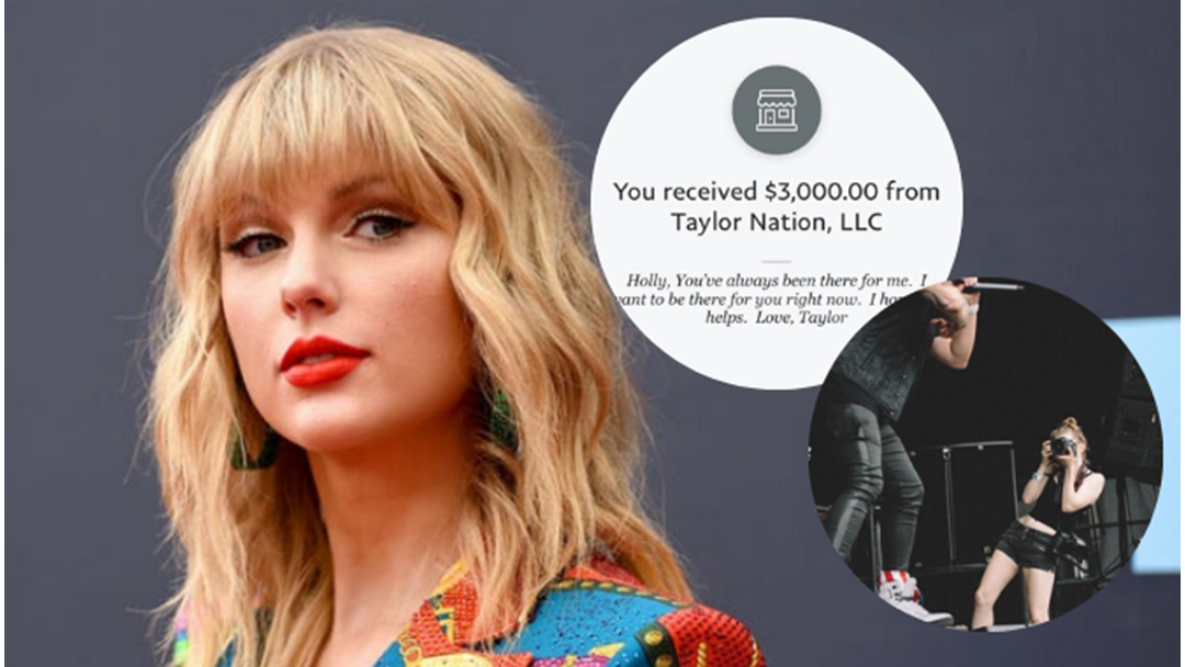 Article heading image for Taylor Swift Gave This Fan $3k After She Lost Her Job!