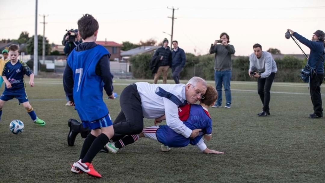Article heading image for ‘Bulldozer’ Morrison Crash-Tackles Under 8’s Football Player In Tasmania While Plugging $3.5 Million Club Upgrades