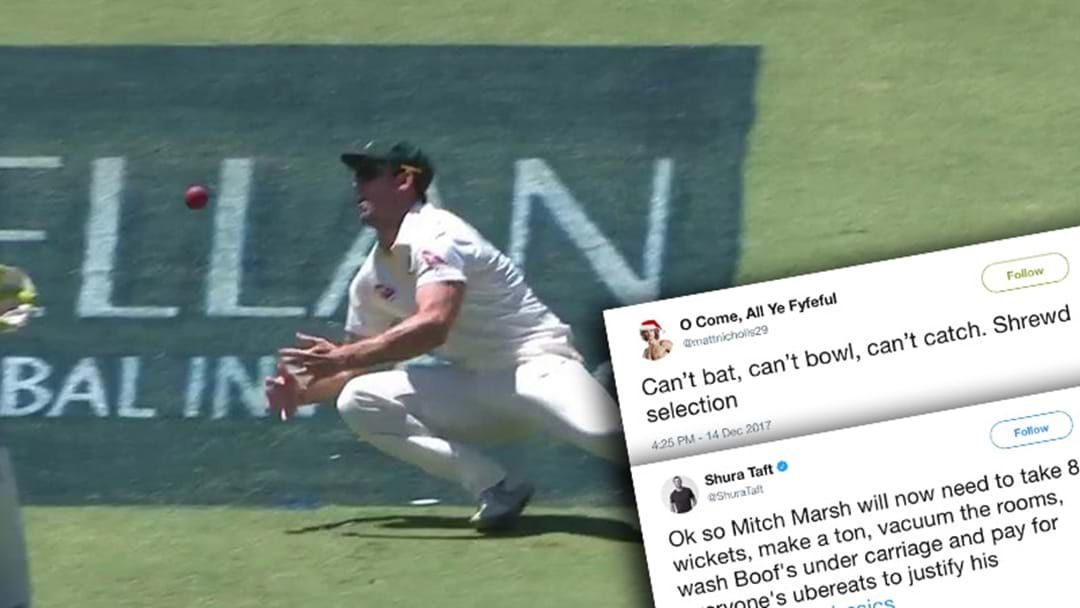 Article heading image for Fans React To Mitch Marsh’s Horrendous First Slips Drop
