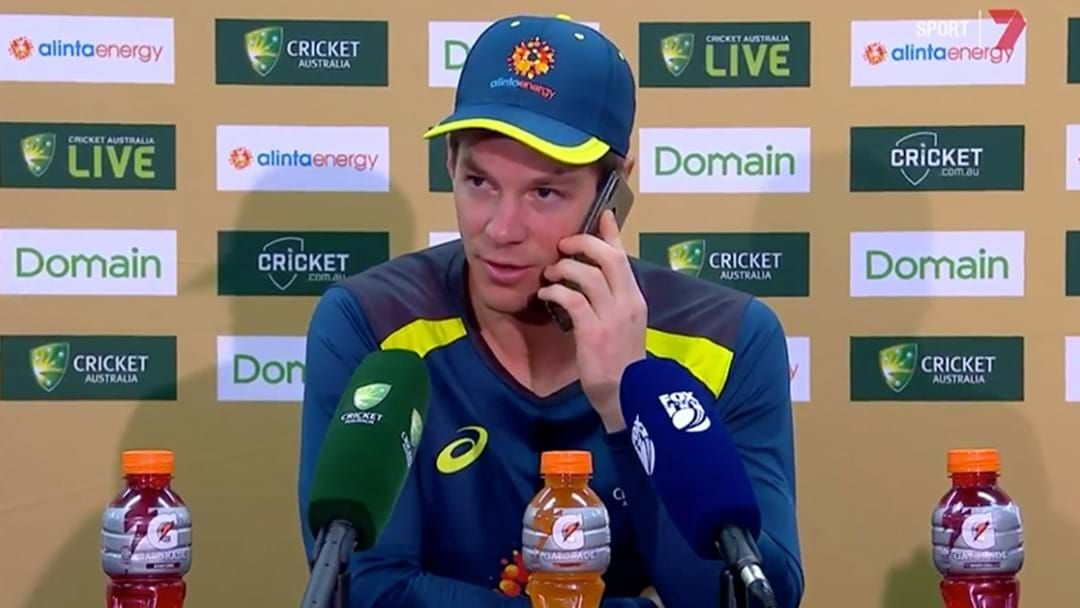 Article heading image for Tim Paine Answers A Reporter's Phone After It Rings Mid-Press Conference