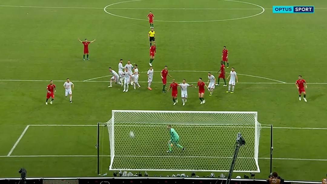 Article heading image for The Portuguese Call Of Cristiano Ronaldo’s Free Kick Against Spain Is Brilliant