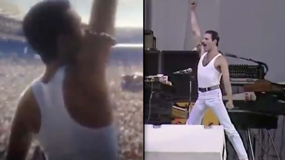 Article heading image for Rami Malek's Live Aid Performance In 'Bohemian Rhapsody' Is Scarily Similar To The Original