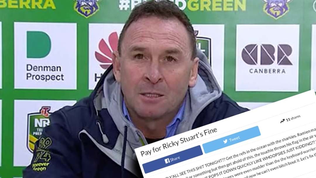 Article heading image for Someone Has Already Started A GoFundMe For Ricky Stuart's Potential Fine