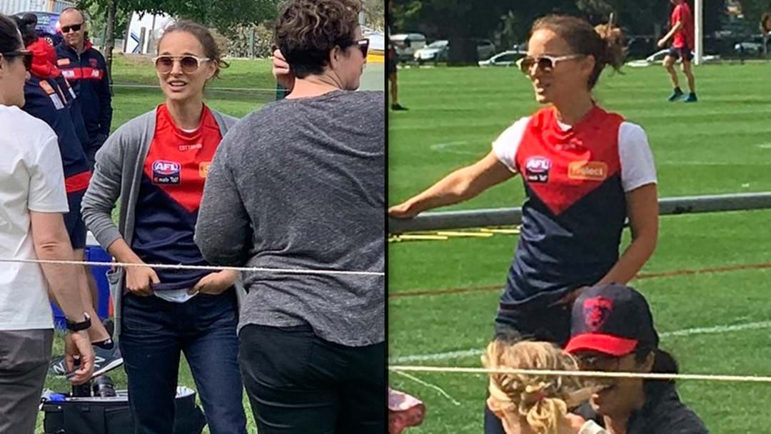 Article heading image for Natalie Portman Has Rocked Up At Melbourne Training In A Dees Jumper, Because Why Not