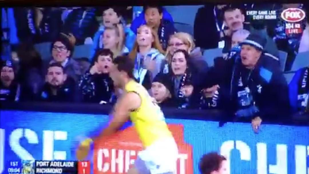 Article heading image for Watch A Port Fan Lose It So Hard At Alex Rance That His Bracelet Comes Off