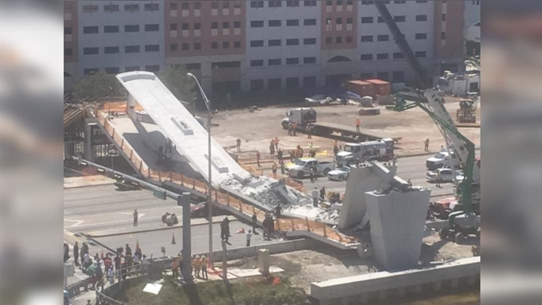 Article heading image for Several Trapped After Week-Old Pedestrian Bridge Collapses In Miami 