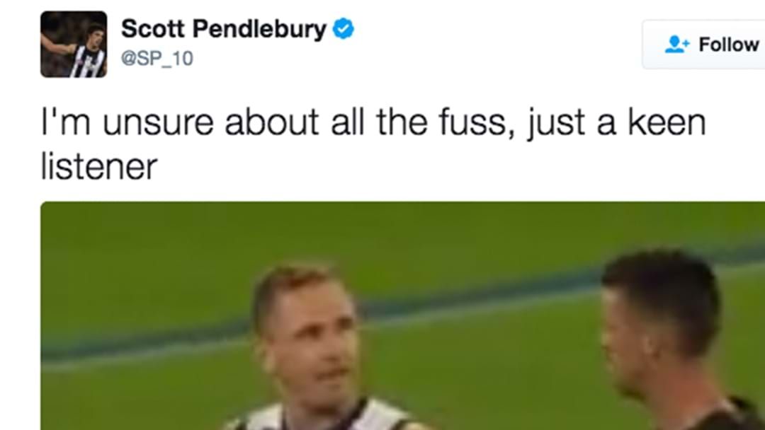 Article heading image for Scott Pendlebury Responds To Handshake Controversy With Cheeky Tweet