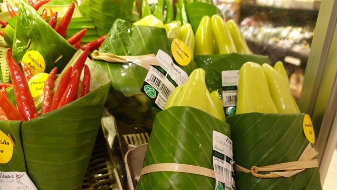 Article heading image for This Supermarket Has Swapped Plastic Wrap For Banana Leaves