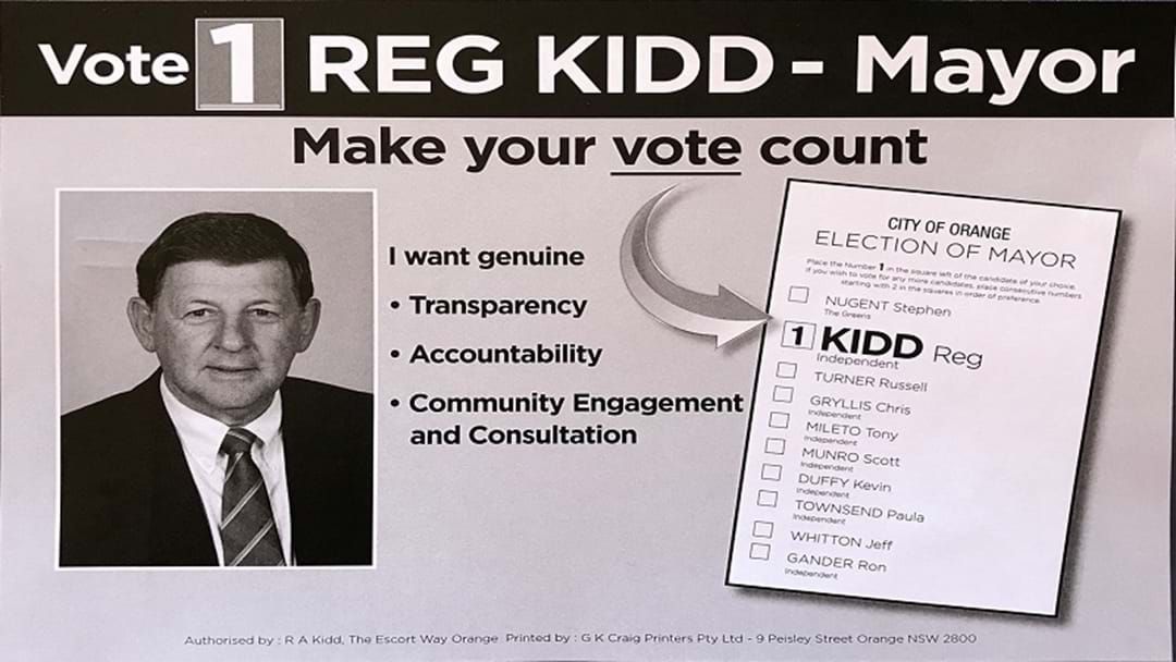 Article heading image for Orange has Spoken, Reg Kidd Elected the New Mayor 