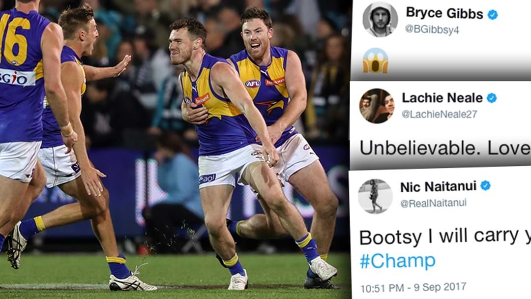 Article heading image for AFL Players React To West Coast's Extra Time After-The-Siren Win