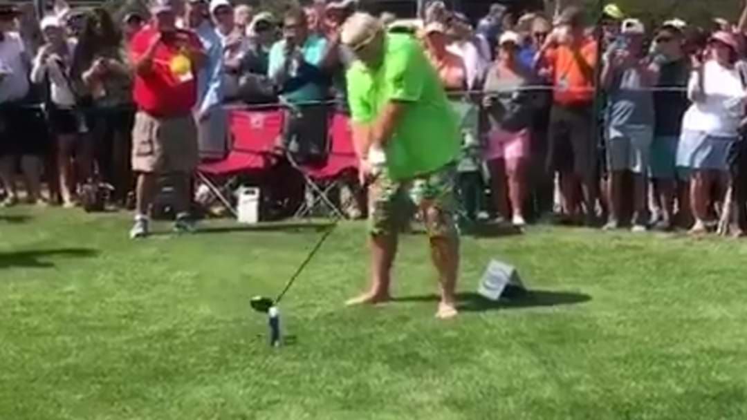 Article heading image for John Daly RIPS One Off A Beer Can, Barefoot, With Ciggie In Mouth