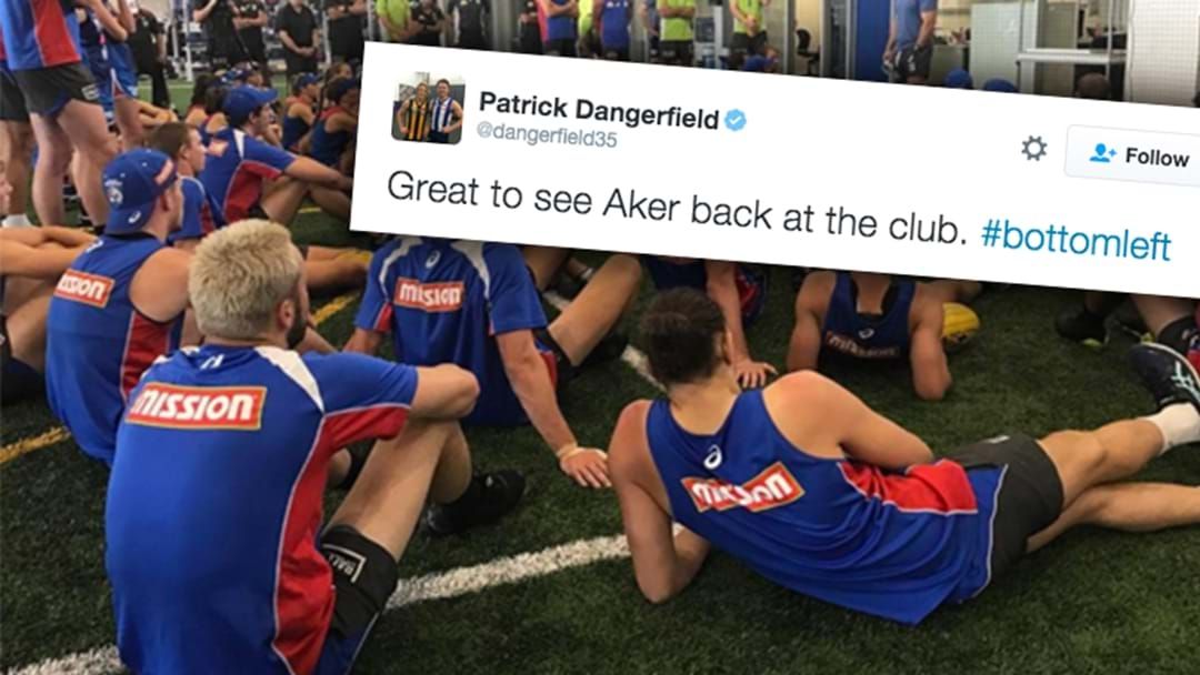 Article heading image for Patrick Dangerfield Spots 'Aker' At Bulldogs Training