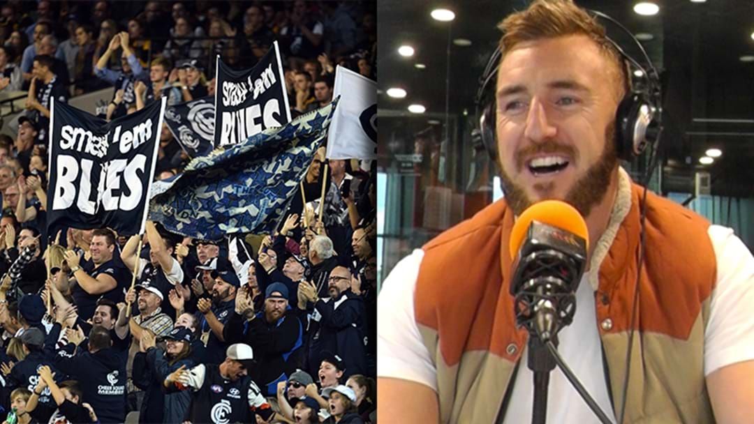 Article heading image for LISTEN | Lynden Dunn Copped Some Feedback About His Figure From The Carlton Cheer Squad