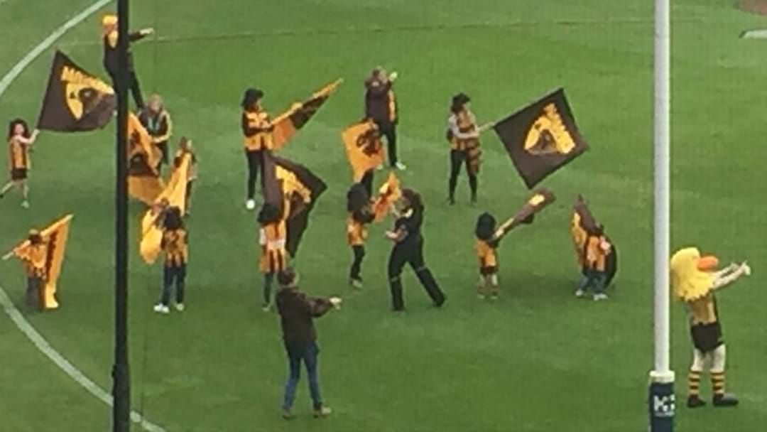 Article heading image for Hawthorn’s Flag Bearers All Wore Mullets In Honour Of Ben Stratton
