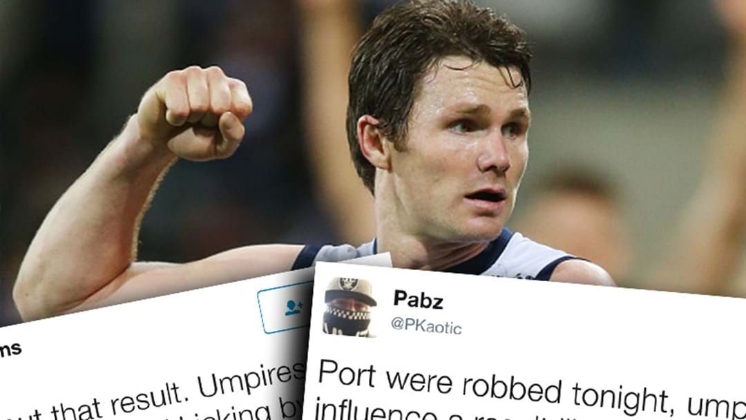 Article heading image for Fans React To The Umpiring In The Geelong v Port Clash