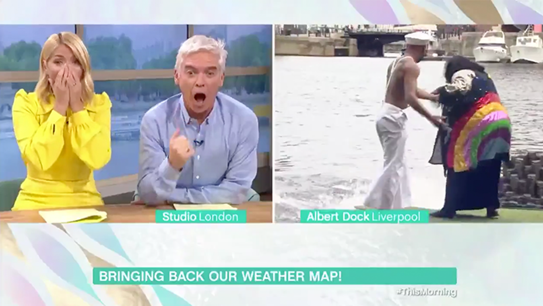 Article heading image for UK Weather Presenter Accidentally Pushes Bloke Into Freezing Dock Live On Air