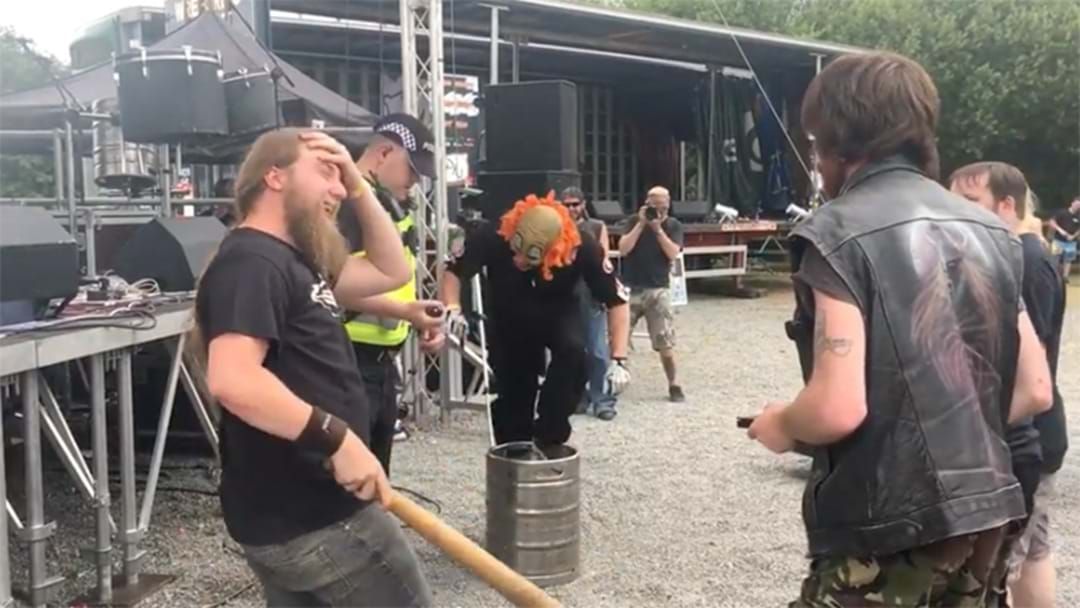 Article heading image for Man Bashes His Own Head With A Bat During Slipknot Cover Band’s Set