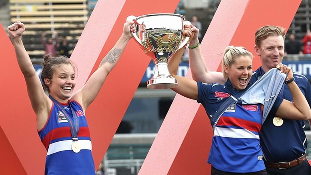 Article heading image for Ellie Blackburn Called Katie Brennan Up To The Podium After The Dogs Won The AFLW Grand Final
