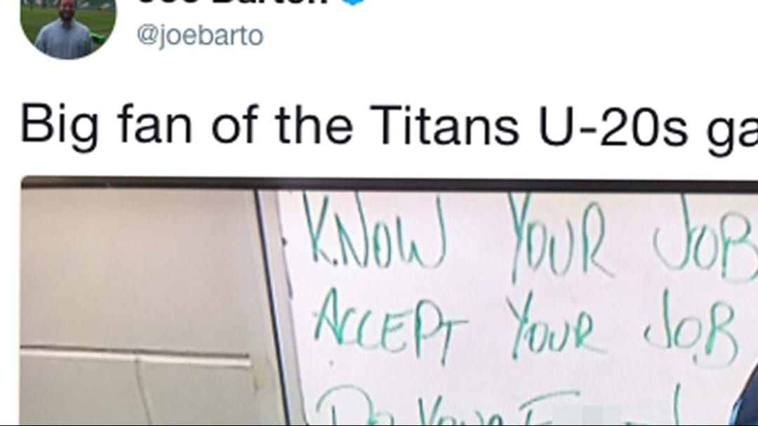 Article heading image for Titans Pre-Game Whiteboard Message Goes Viral