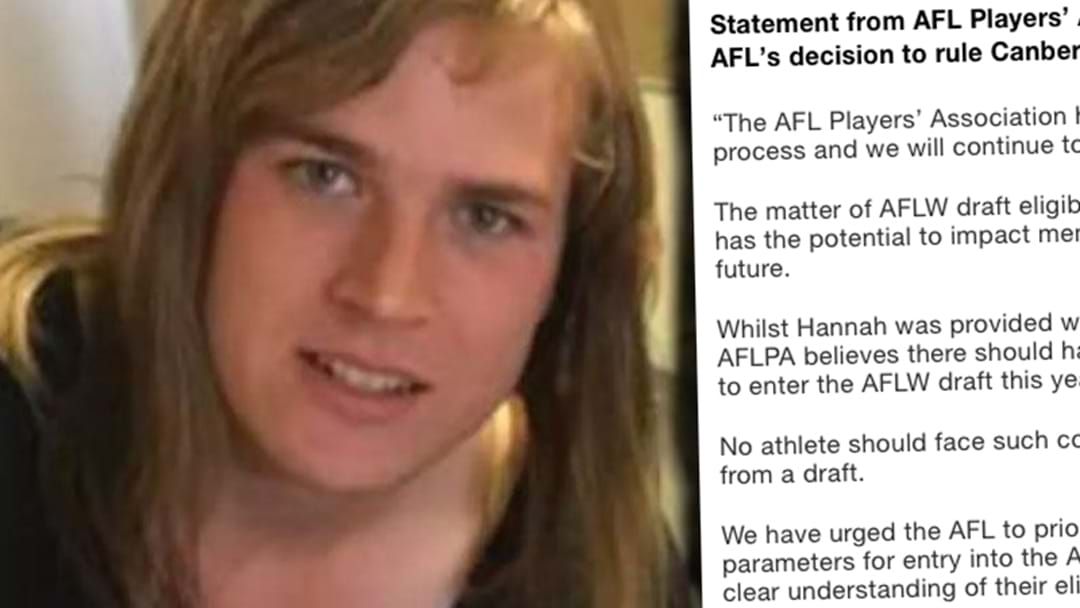 Article heading image for AFLPA Criticises AFL's Hannah Mouncey Decision