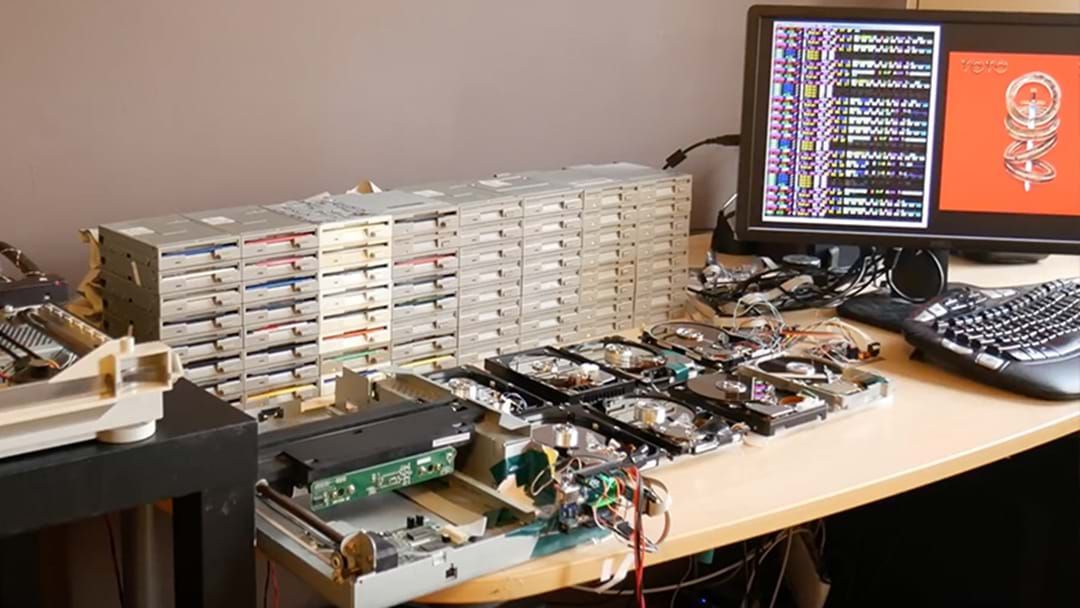 Article heading image for Bloke Absolutely Nails Toto's 'Africa' Using A Bunch Of Old Floppy Drives