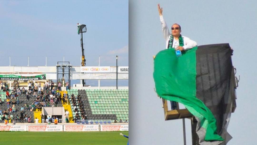 Article heading image for Bloke Gets Kicked Out Of Soccer Stadium, Hires Crane To Watch His Team Instead