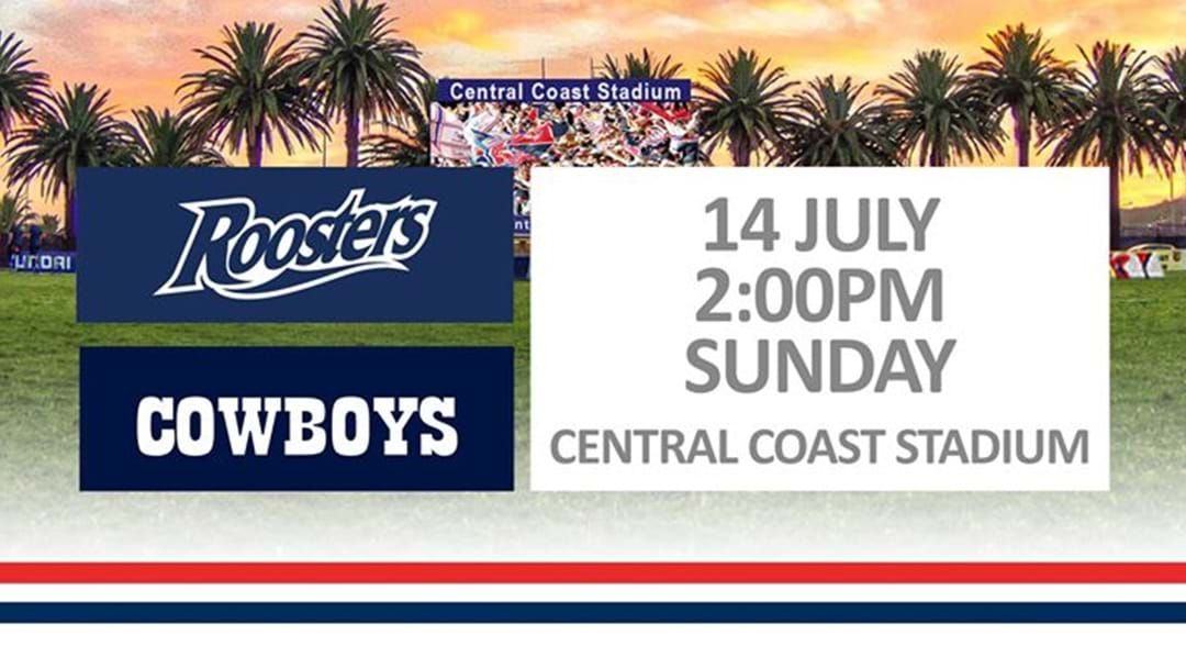 Article heading image for Sydney Roosters Take On The Cowboys At Central Coast Stadium!