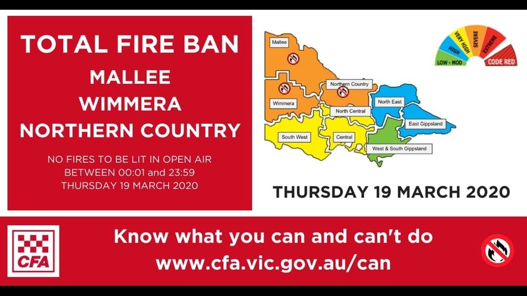 Article heading image for Total Fire Ban Thursday, 19 March 2020 
