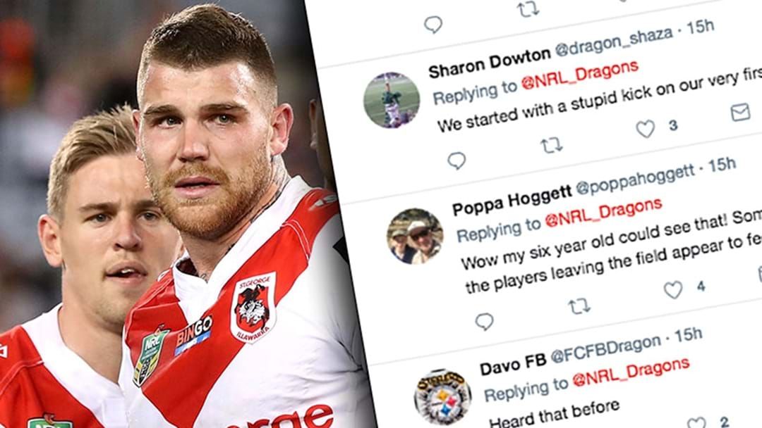 Article heading image for Dragons Fans Have Gone Into Meltdown Following Disgraceful Loss 