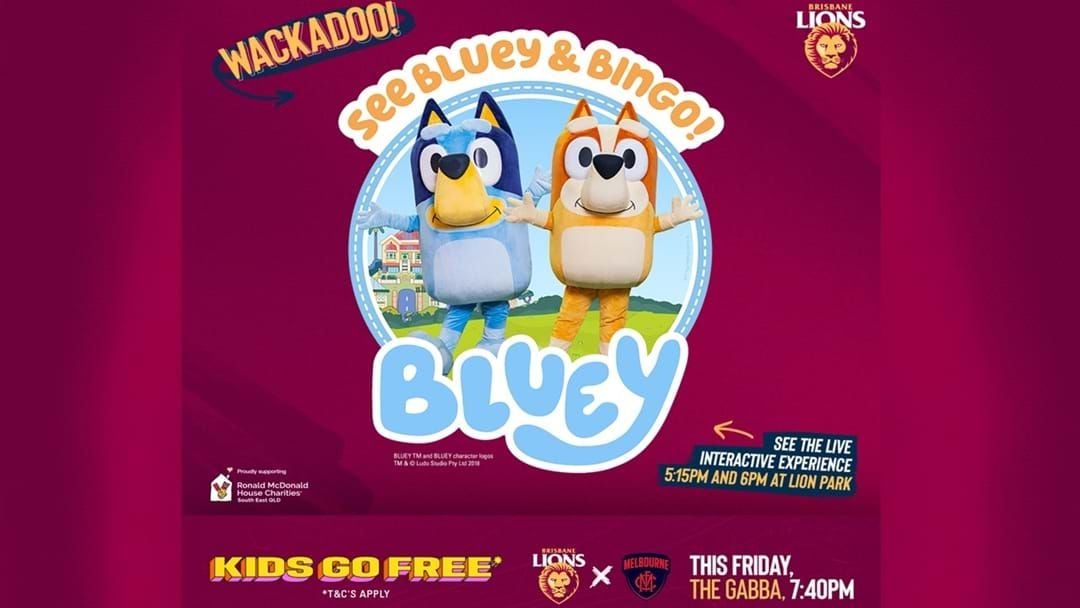  Competition heading image for Wakadoo! Win a Bluey and Bingo meet & greet at the next Brisbane Lions home game!