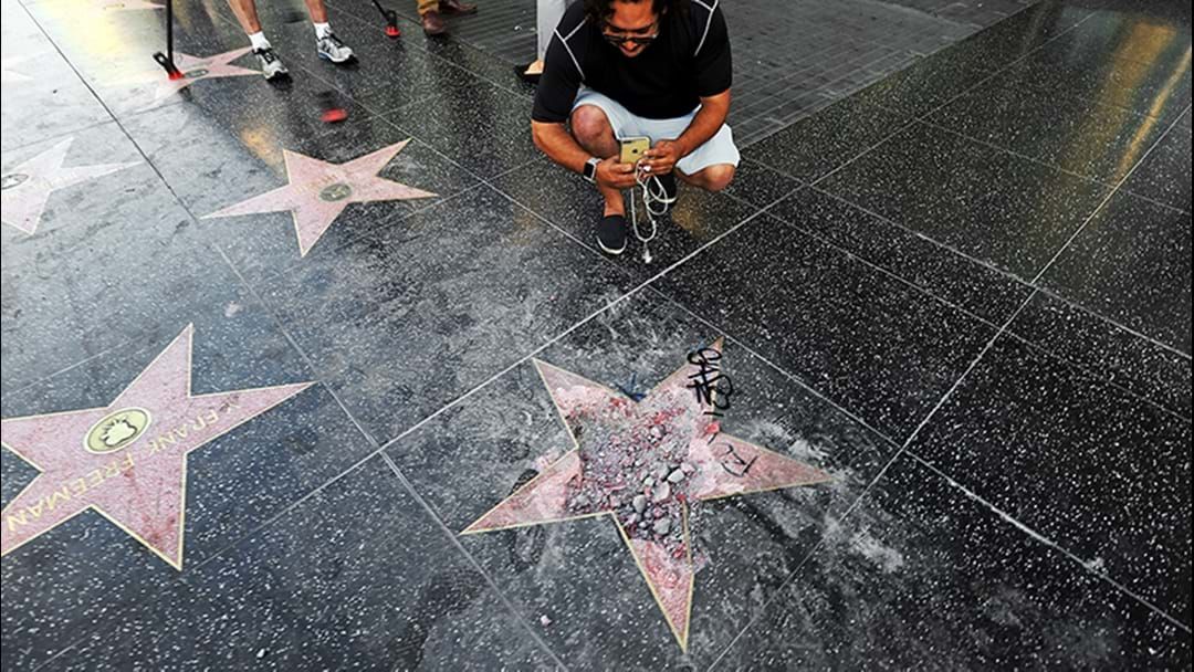 Article heading image for Donald Trump's Star On Hollywood Walk Of Fame Smashed With Pickaxe 
