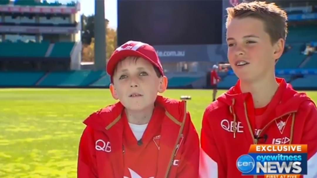 Article heading image for Sydney Swans Track Down The Two Heartwarming Brothers From Last Week