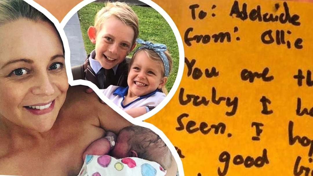 Article heading image for Carrie's Son Writes Beautiful Letter To His New Sister Adelaide