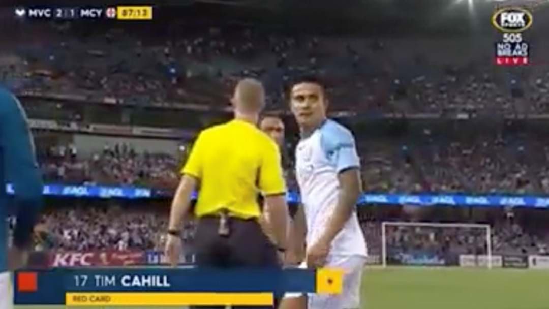 Article heading image for Tim Cahill Was Sent Off Before He Even Got On The Pitch In Last Night’s Melbourne Derby