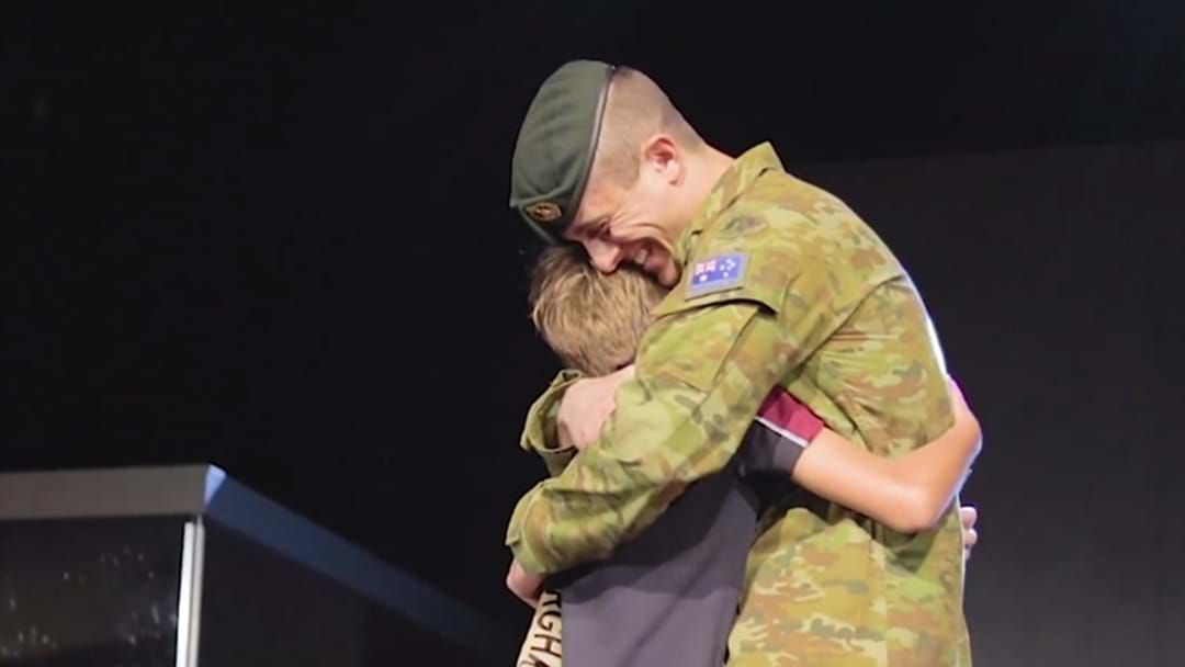 Article heading image for Deployed Army Dad Surprises His Son at Highlands Christian College Toowoomba