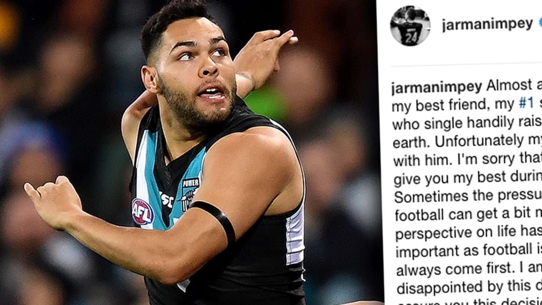 Article heading image for Jarman Impey's Farewell Message To Port Adelaide Is All Class