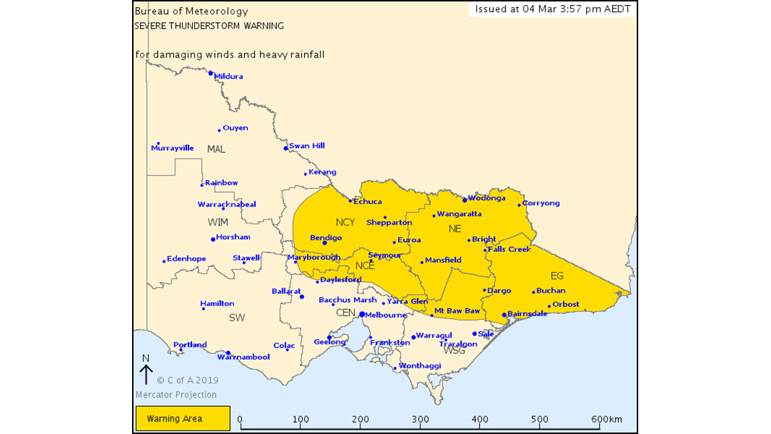 Article heading image for Severe Thunderstorm Warning for DAMAGING WINDS and HEAVY RAINFALL