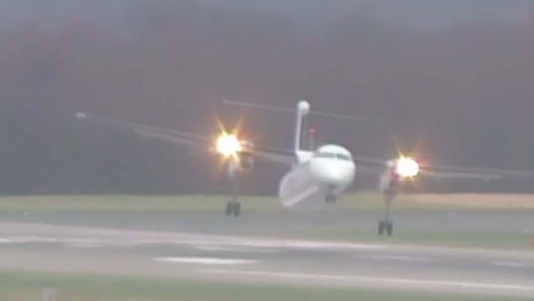 Article heading image for WATCH: The Crazy Moment When A Plane Attempts To Land In 110 Kilometre Winds