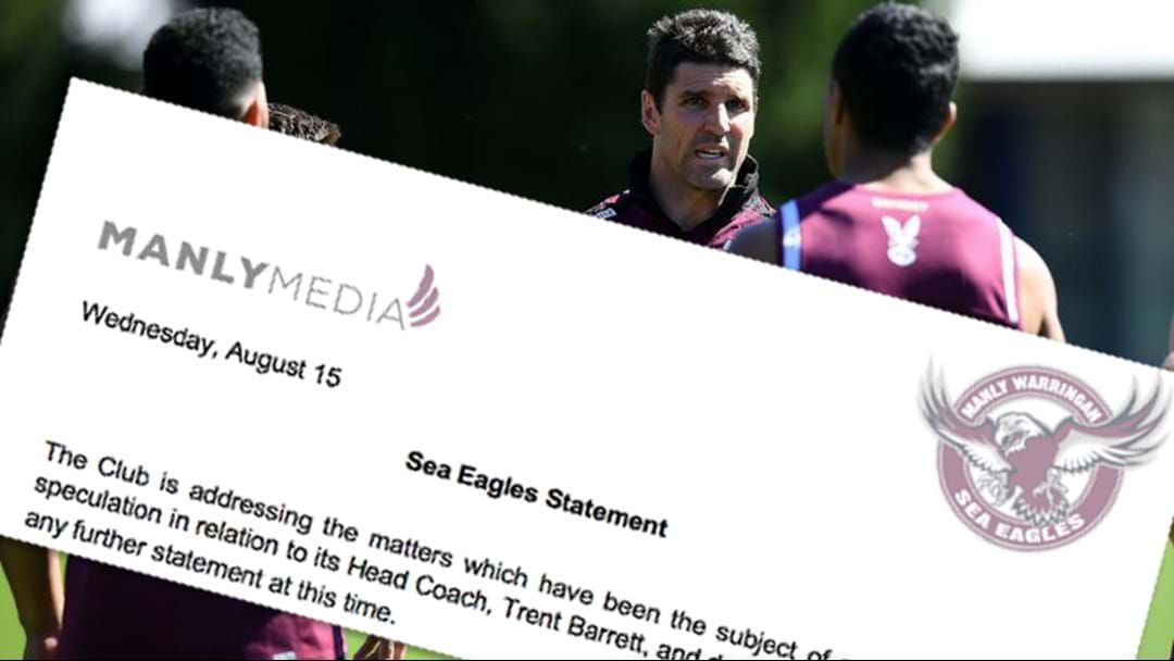Article heading image for Manly Sea Eagles Release A Statement About A Statement Which May Or May Not Be Coming