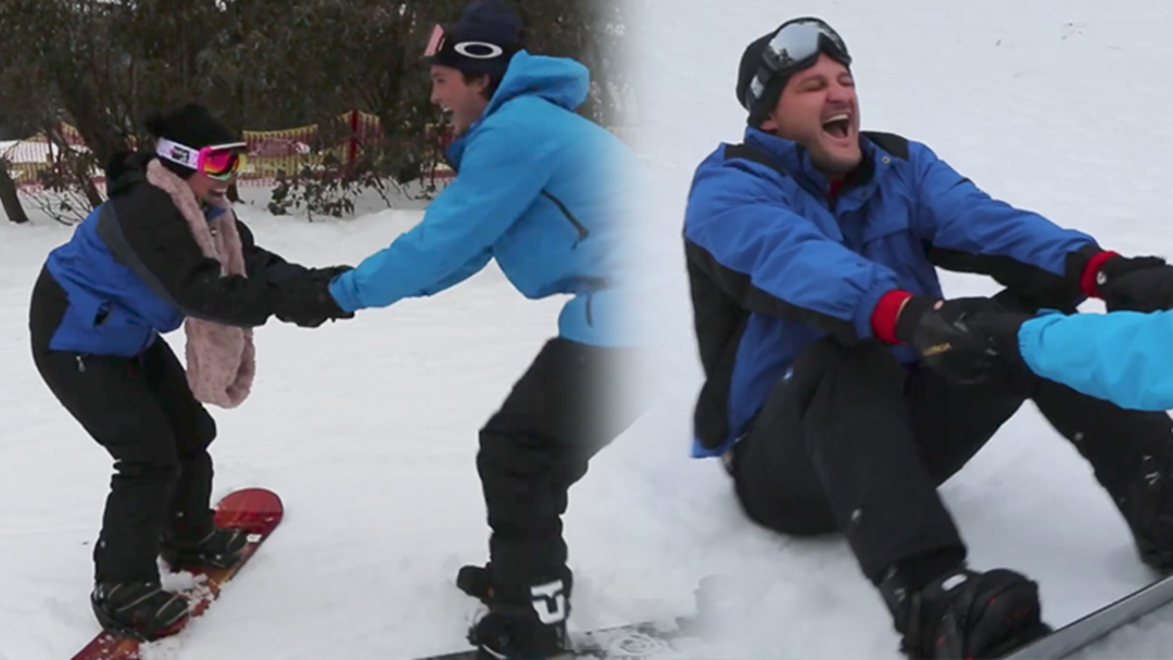 Article heading image for Fifi & Fev Learnt To Snowboard With Olympian Scotty James & It Was Pretty Hilarious!