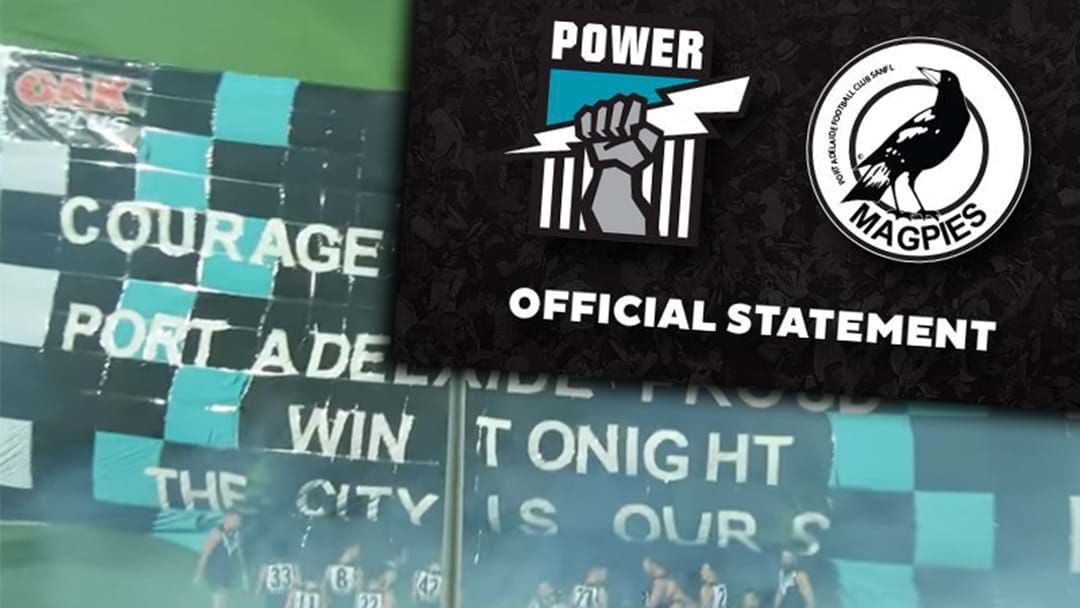 Article heading image for Port Adelaide Releases Official Statement Regarding 'Banner Incident'