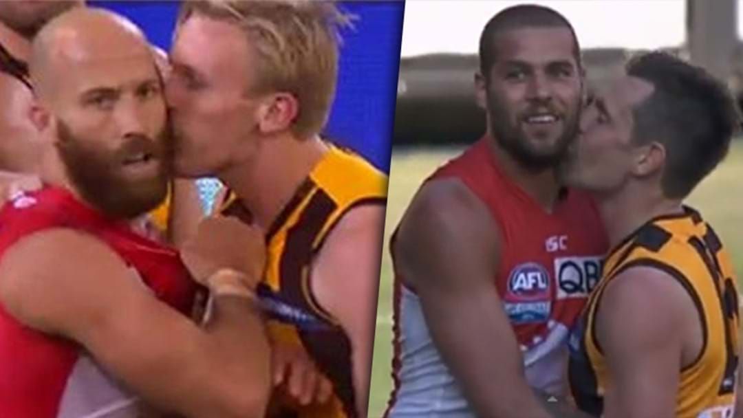 Article heading image for Fans Vote On AFL Poll Asking If Kissing An Opponent Should Be Banned