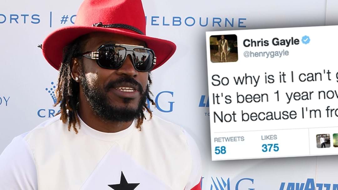 Article heading image for Chris Gayle Claims Channel 10 Owes Him Money In Twitter Rant