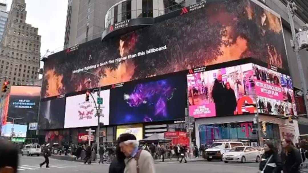 Article heading image for A Massive ‘Thank You’ Billboard Has Lit Up Time Square For Bushfire Firefighters