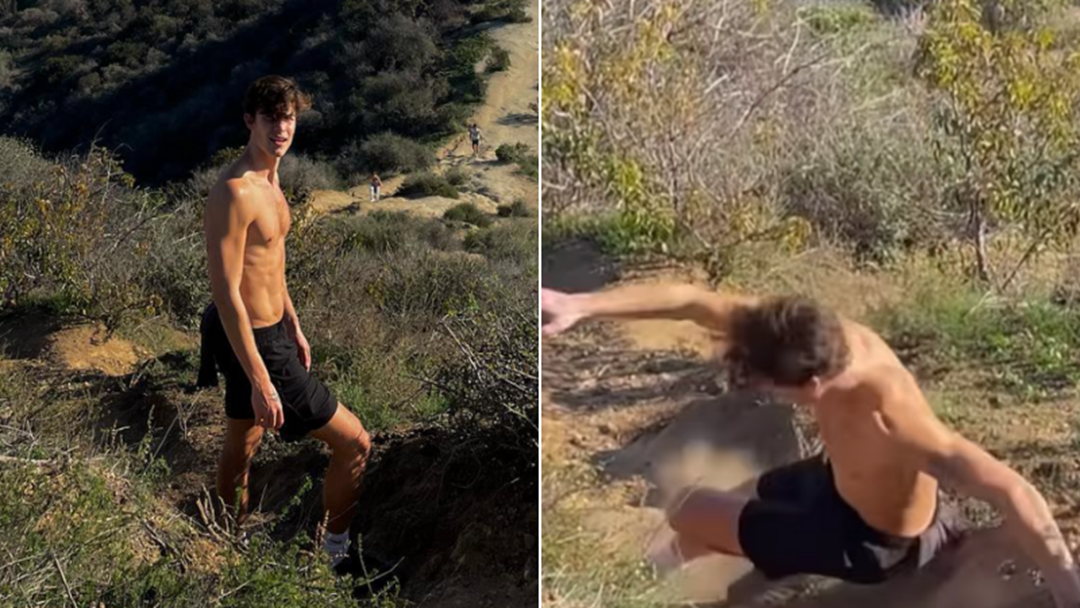 Article heading image for "I Guess That's What I Get" Watch Shawn Mendes Fall Down A Hill In Hilarious Video!